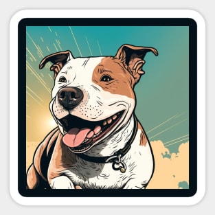 Beautiful shining, happy pitbull pup. Sticker